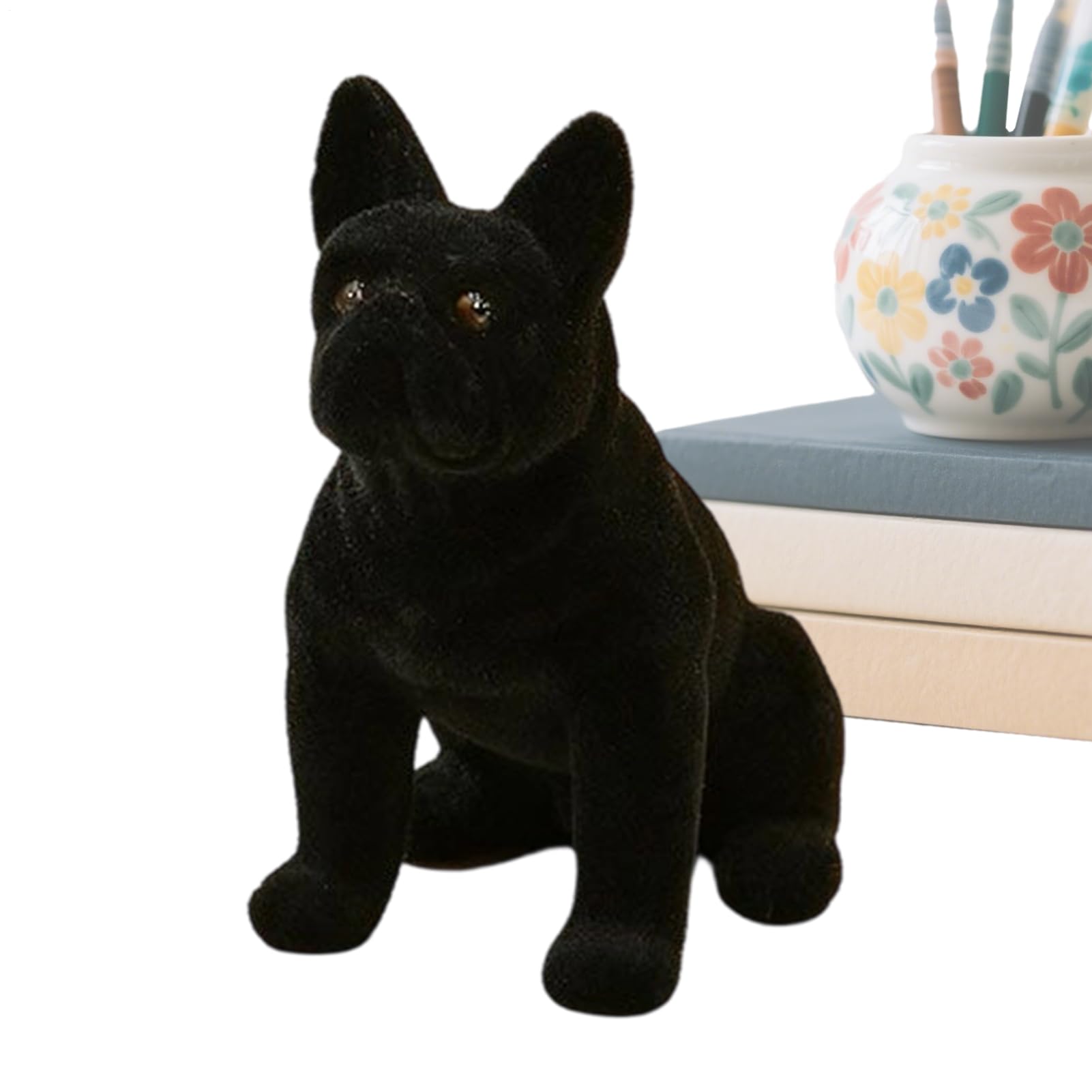 Figurines de chien flockées et statues de jardin réalistes pour table et cheminée