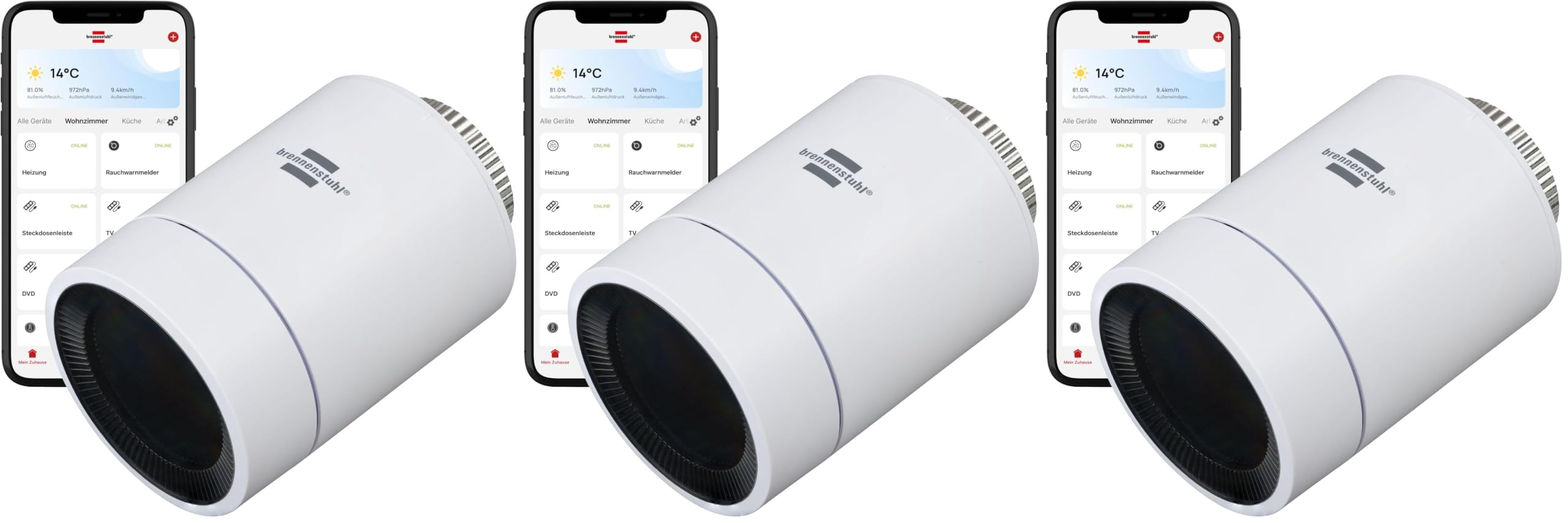 Brennenstuhl Connect Zigbee Heizkörperthermostat HT CZ 01 (Smarter Zigbee Thermostat zum Strom sparen, kompatibel mit Alexa und Google Assistant, intelligente Heizungssteuerung per App, smart Home)