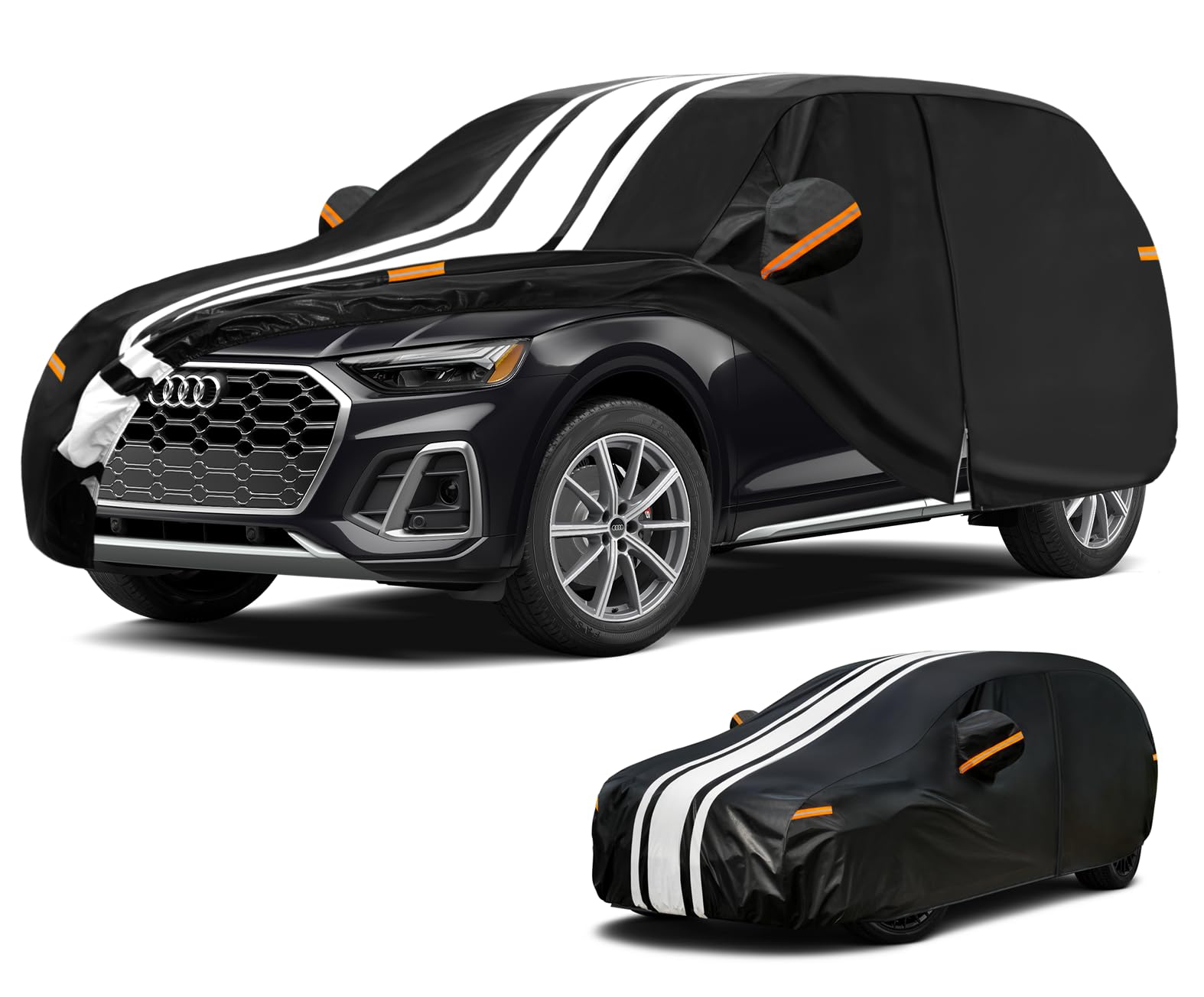 Kayme Telo Copriauto da Esterno, Copertura per Auto Impermeabile Anti UV Vento Antipolvere con Salvietta. Compatibile con Audi Q5, X3/X4, GLC, Model Y, RAV4 Etc. (SUV/4x4 da 465 a 485 cm)