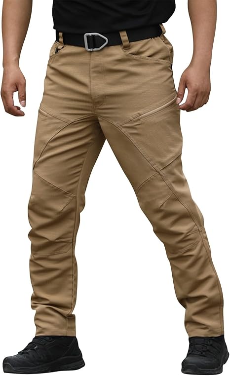 OIOLOYJM Military Cargo Pants for Men Hiking Relaxed Fit Work Waterproof Stretch Tactical Lightweight Outdoor Travel Pant