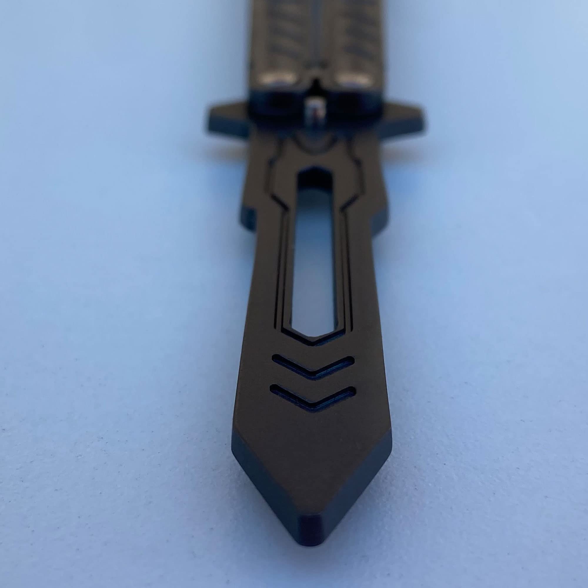 Navaja Mariposa Entrenamiento Acero Inoxidable Sin Filo Plegable Negro Plata