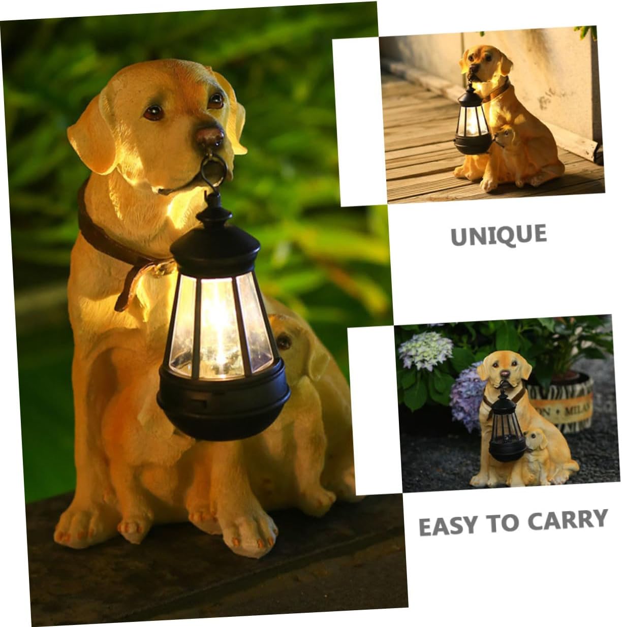 Solar Resin Dog Statue Light Outdoor Garden Decor Animal Figurine Lawn Ornament for Patio Home Furnishing with Creative Delicate Design