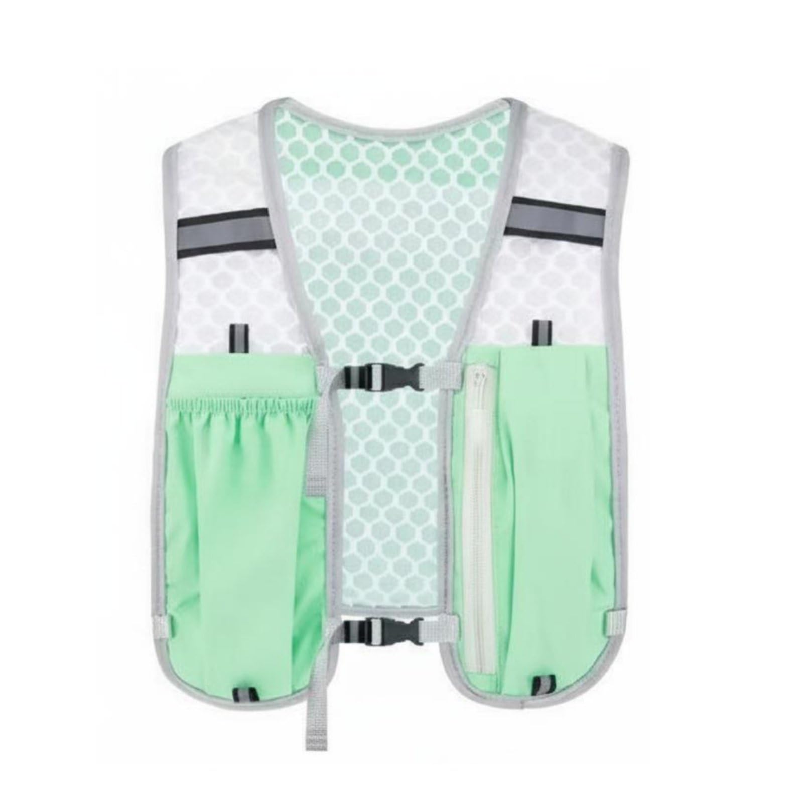 SNAPPSY Adjustable Straps Hydration Vest Breathable Mesh Running Vest Reflective Multi-Pocket for Runners, Cyclists, Hikers, Outdoor, Long-Distance Race, Gym, Green-picture-14