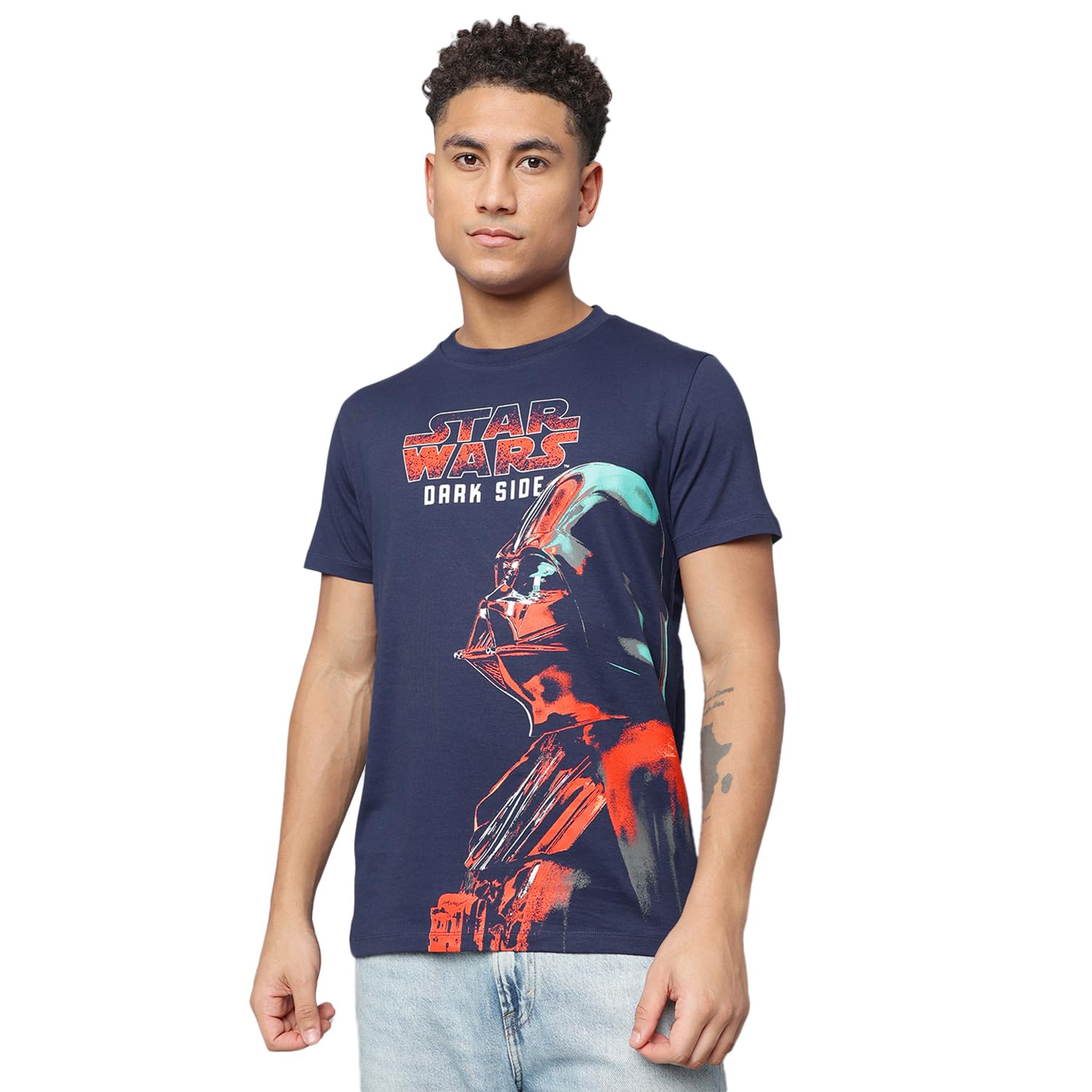 Official Star Wars Graphic Printed Pure Cotton Blue Regular Fit Tshirt for Men