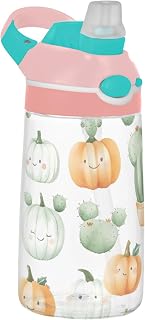 xigua Watercolor Pumpkins Tritan Water Bottle with Silicone Spout, 480ml Leak-Proof Portable Sports Drinkware with Lockable Button & Wide Handle