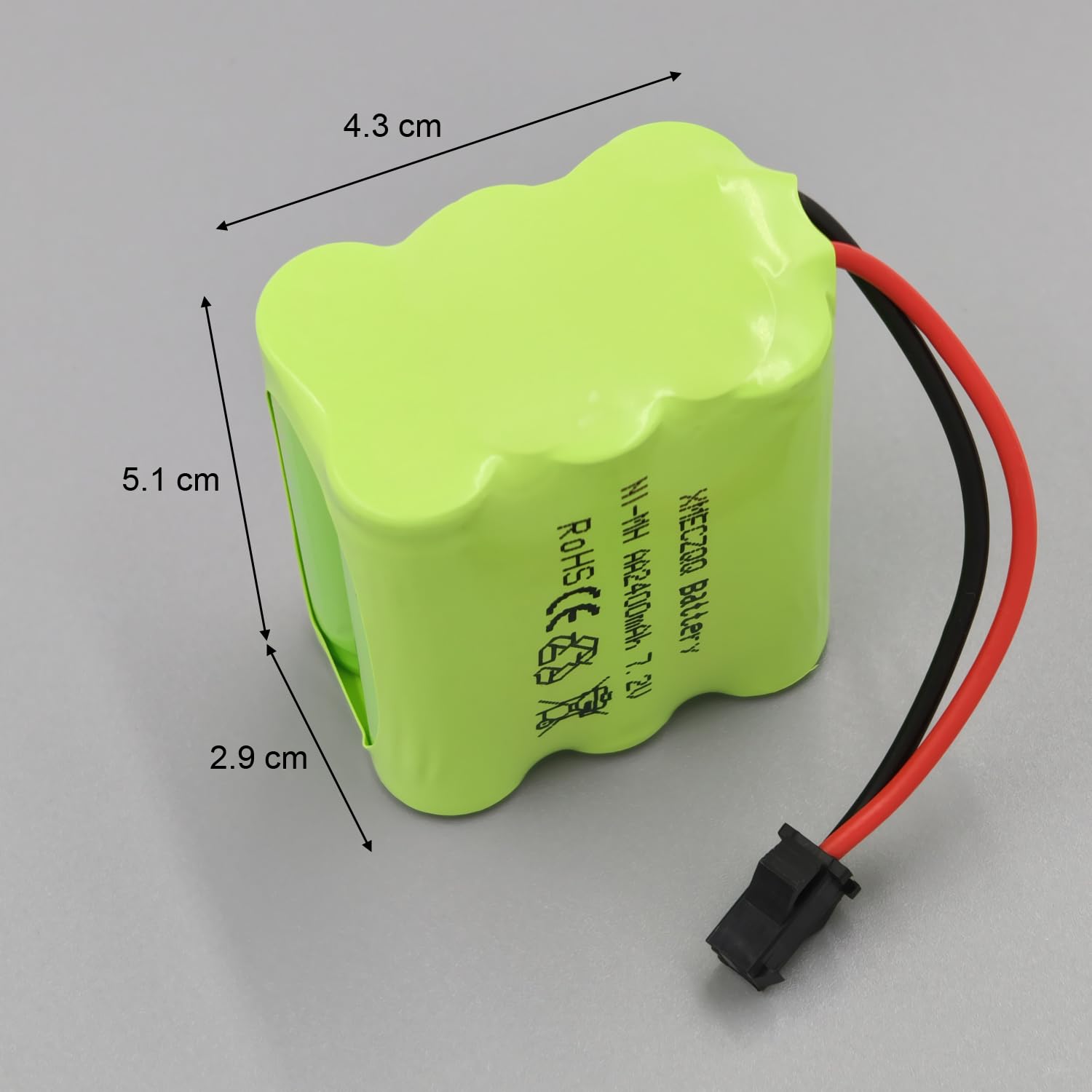 Batería NiMH de 7,2 V 2400 mAh, 2 baterías de repuesto con conector SM, adecuado para juguetes de control remoto y otros dispositivos de radio.