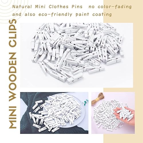 Miniatura 2 de Alfileres de ropa, 130 piezas de alfileres de madera para ropa, pinzas blancas de 1.4 pulgadas, mini alfileres de ropa para fotos, baby shower,