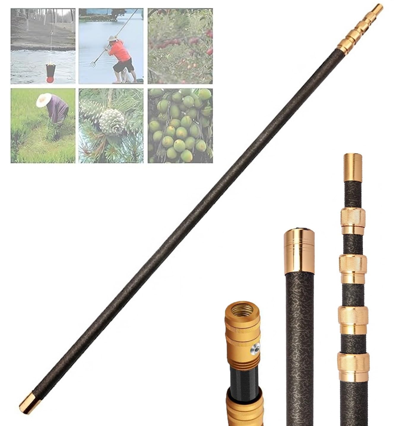 Telescoping Pole - 9.8ft to 32.8ft Extension Pole, Adjustable Height Fruit Picker Pole Industrial Thickened Telescopic Extension Rod(9.0M/29.5ft)