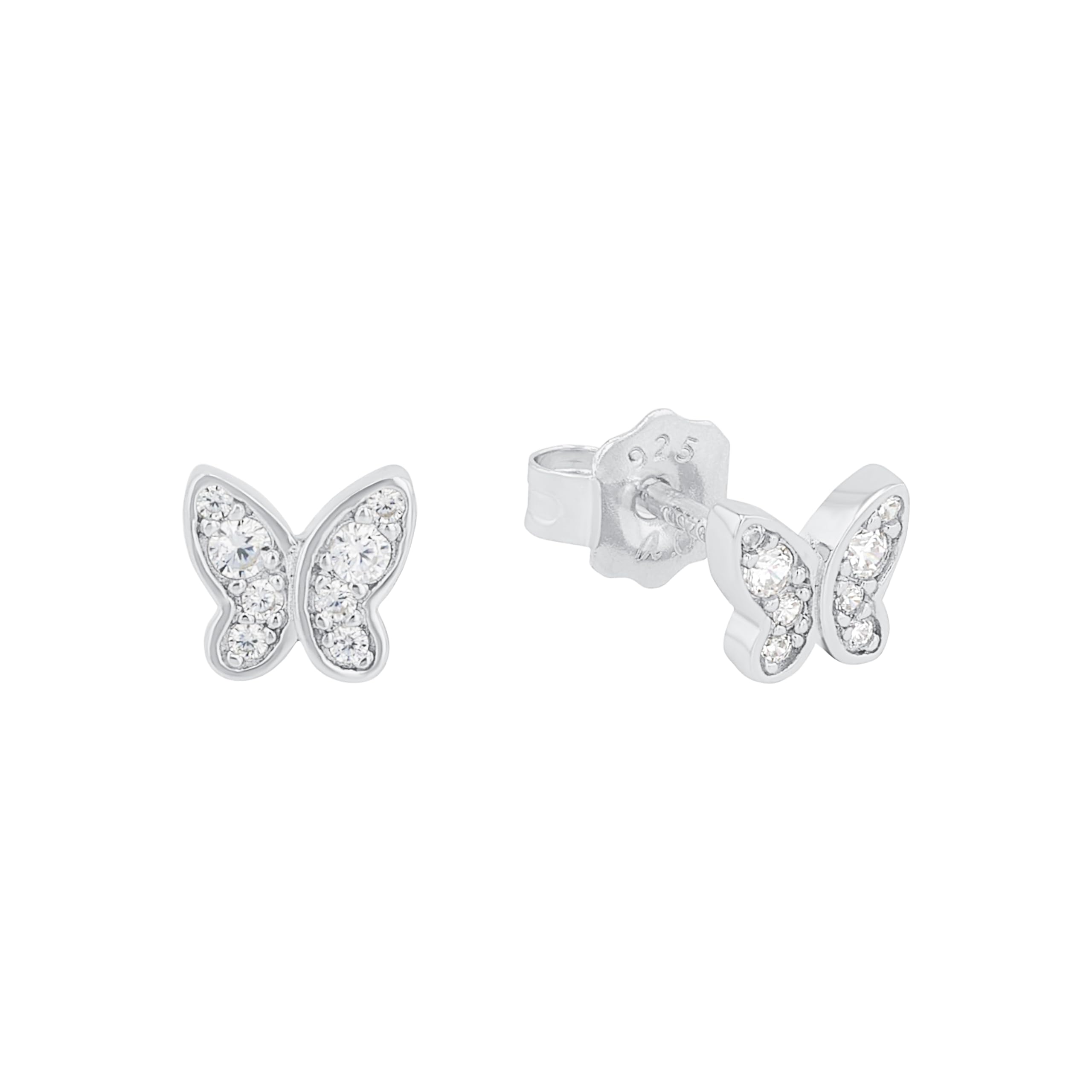 s.Oliver Mädchen Ohrstecker Schmetterling, 925er Sterling Silber rhodiniert