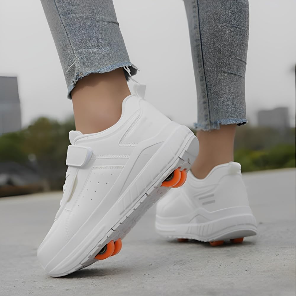 Hixingo Zapatillas con Ruedas Niña Niño, Zapatos con Ruedas Unisex 2 en 1 Zapatillas Patines, Zapatillas Ruedas 31-40 EU, Zapatos Patines Calzado de Skateboarding Multifuncionales