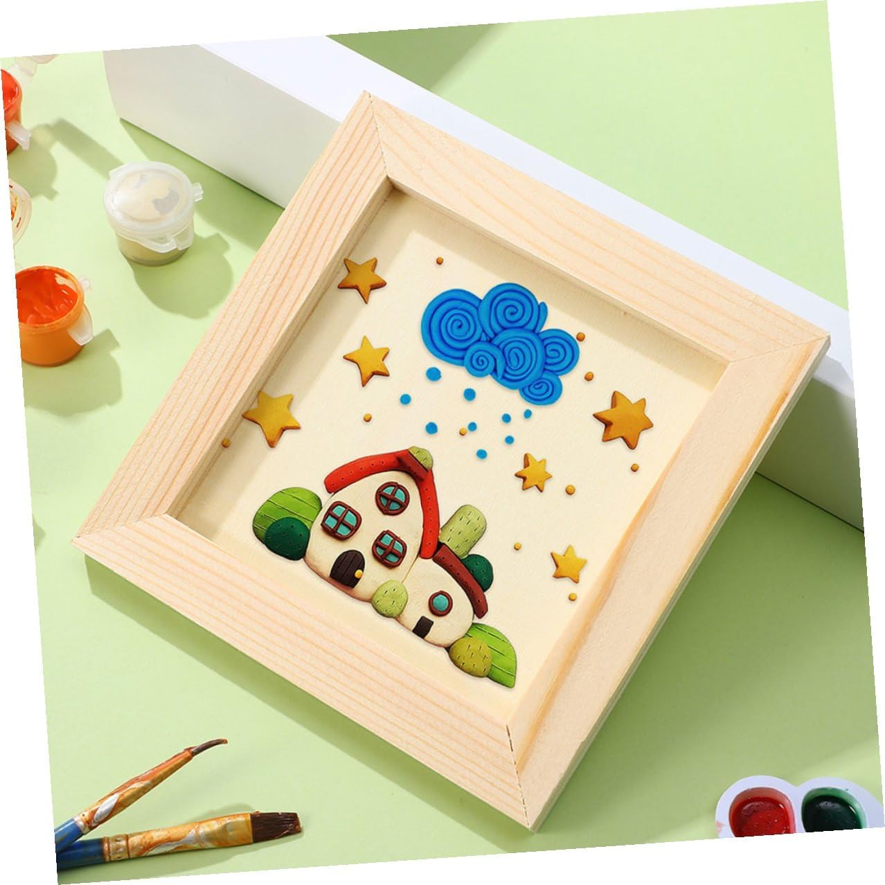 5pcs Wooden Photo Frames 20x20cm Craft Picture Frames for Artwork Display and Wall Hanging in S Room