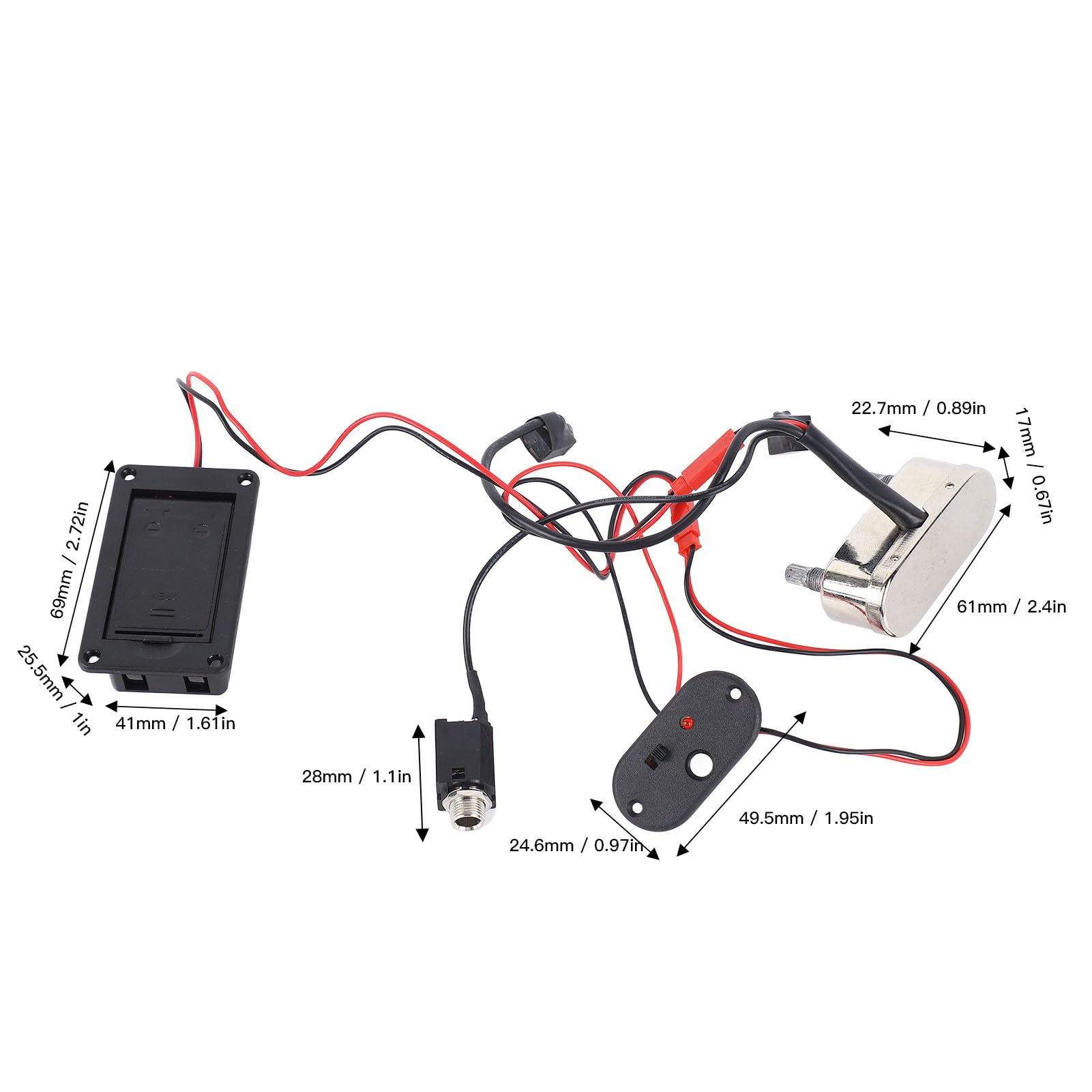 WALFRONT Micro pour Violoncelle, Micro pour Violoncelle avec Préamplificateur EQ, Accessoire pour électrique Haute sensibilité et Faible Bruit pour Musiciens de Taille 4/4 3/
