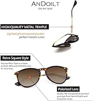 Vista 20 de ANDOILT Lentes de sol polarizados vintage para mujeres y hombres, protección UV, lentes de espejo redondos retro