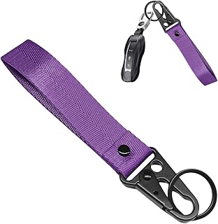 Motorcycle Keychain, Fabric Multifunctional Motorcycle Key Chain Holder, Anti-Lost Wrist Lanyard Key Chain (Purple)