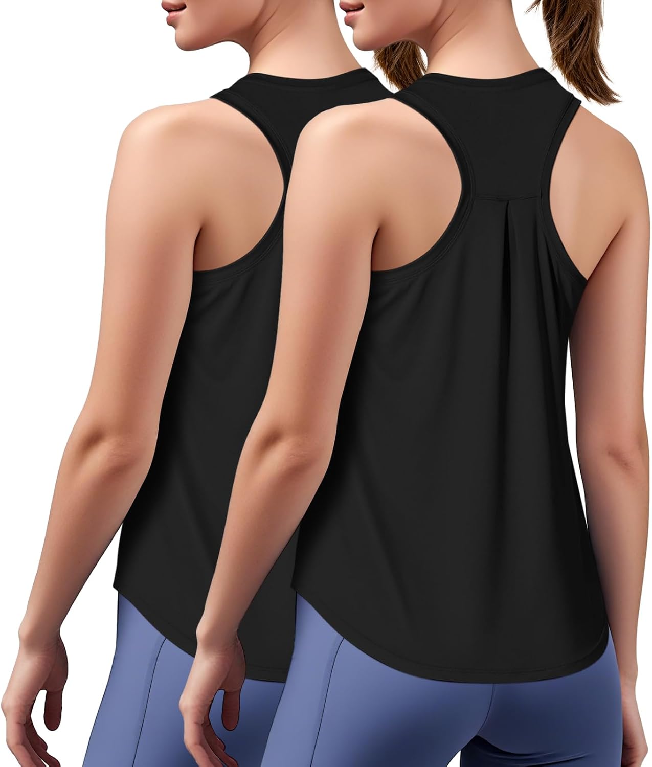 2 Pack Women's Workout Tank Tops Sleeveless Athletic Tops Racerback Loose Fit Running Yoga Shirts