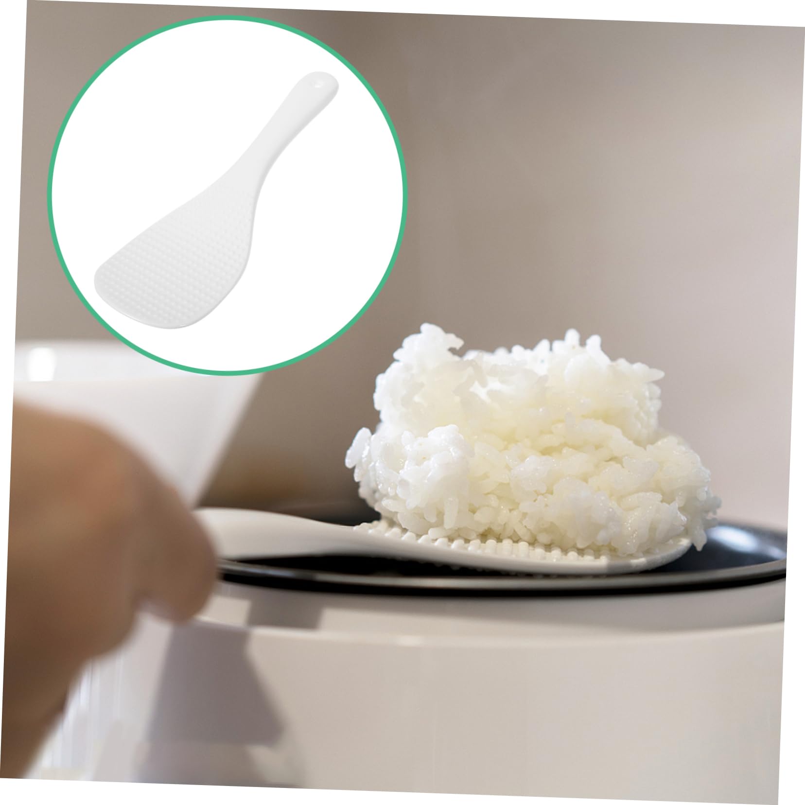 Garneck 2pcs Non Stick Ceramic Rice Spoons Rice Paddle for Cooking and Serving Easy to Clean Kitchen Utensils for Sushi Porridge and More