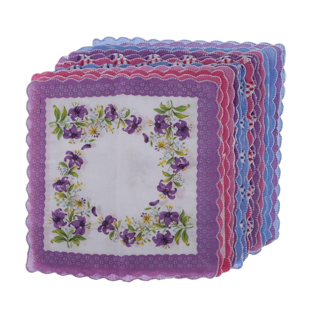 15pack Womens Vintage Floral Print Cotton Handkerchief Pocket Sqaure Hanky|Clothing Shoes & Accessories | Womens Accessories | Scarves & Wraps-image-14