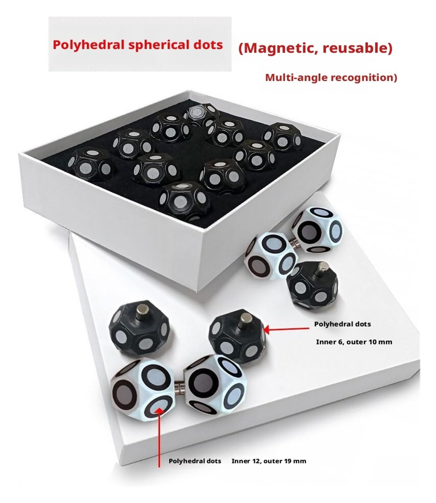 10 Szt. Ręczny Skaner 3D Zestaw Znaczników Wielokątowych 6mm Dokładne Znaczniki Śledzenia Kulkowe Cele Pozycjonowania Do Skanowania 3D(12/19MM)