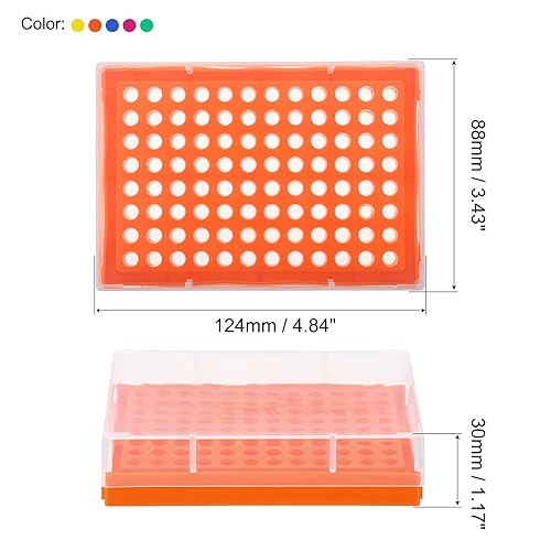 Miniatura 2 de PATIKIL Estante para tubos, 1 juego de 96 posiciones para tubos de ensayo con cubierta para 0.0 fl oz, 0.0 fl oz, 0.1 fl oz, tubo de centrífuga de