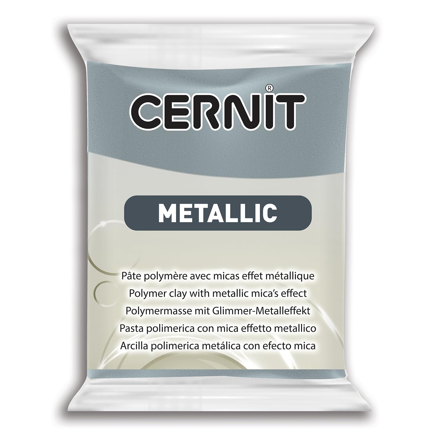 CERNIT CE0870056167C - A Pack of Metallic Effect Polymer Clay Block - Modelling and Baking Clay - Steel Coloured - 56 g Block - Manufactured in Belgium — image 1