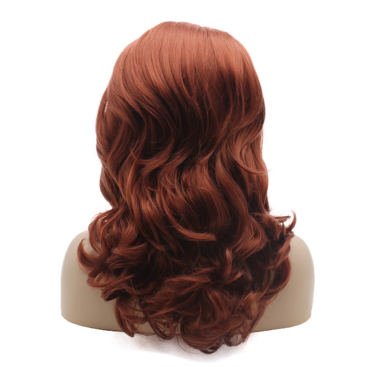 Burgundy wig  medium length lace front side part wavy layered 16 inch  Heat ok LACE FRONT FULL WIG BOB WAVY LAYERED SIDE PART BLACK  main image 2