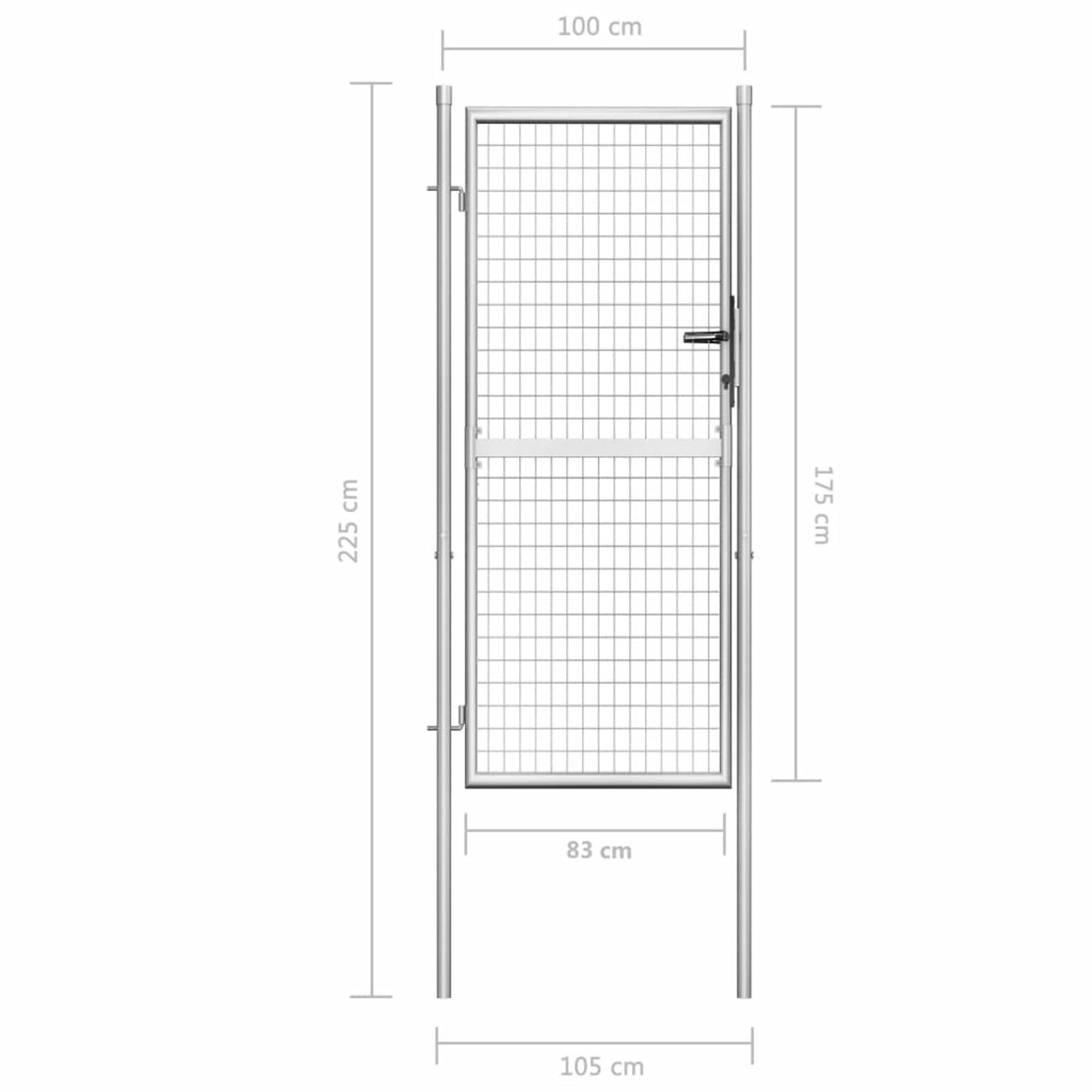 Tidyard Cancello per Giardino in Acciaio Zincato, Cancello Pedonale per Recinzione Singolo/Doppio,Cancello per Recinzione Singolo,Cancello da Giardino in Acciaio,Cancello da Esterno 105x225cm Argento