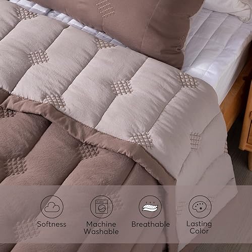 Miniatura 5 de KASENTEX Juego de colcha para todas las estaciones con dos fundas de almohada, ultrasuave, lavable a máquina, microfibra ligera, color sólido