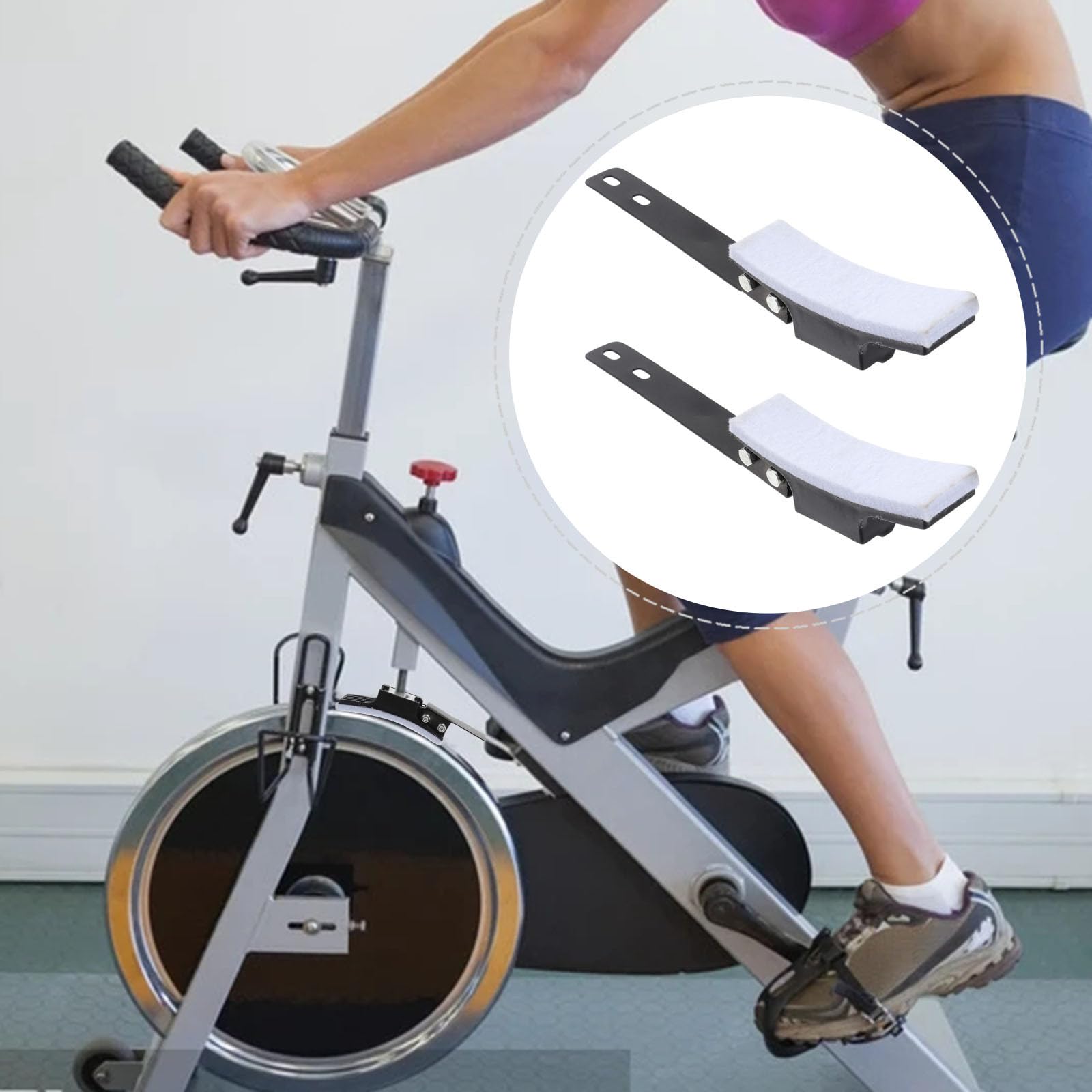 DOITOOL Fitnessbike Bremsbeläge 2 Stück Geräuschgedämpfte Filzbremsklötze für Heimtrainer mit Rutschfester Beschichtung für Indoor Cycling