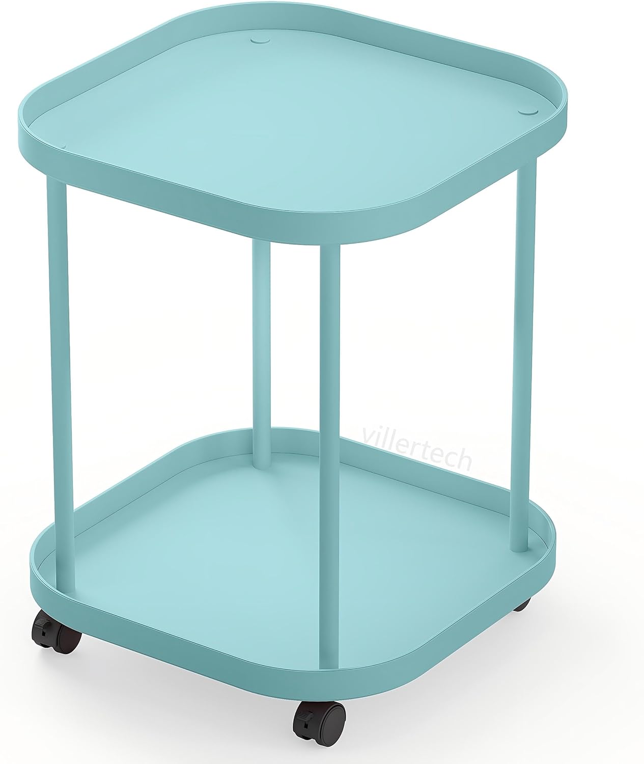 Mesa auxiliar con ruedas, mesa auxiliar para sala de estar, sofá móvil de plástico, mesa auxiliar, mesita de noche, dormitorio, azul