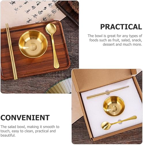 Miniatura 5 de GANAZONO Palillos 1 juego de cuenco de latón para ofrendas budistas, cuenco de agua bendita, cuenco de yoga y meditación, cuenco de ensalada de