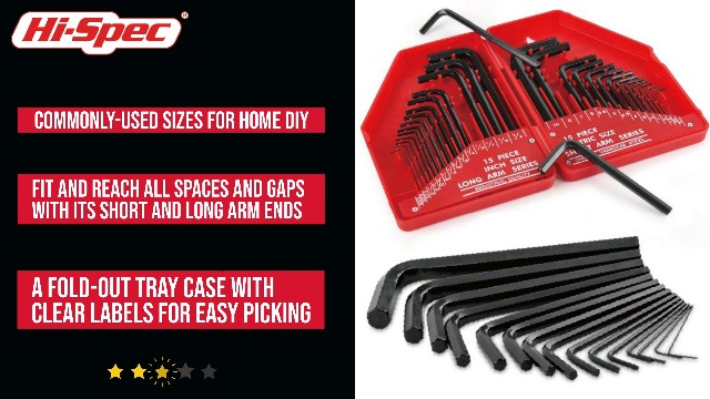 15-Piece Metric Hex Key Socket Set - 1/2" Drive Allen Wrench Bits In Storage Case
