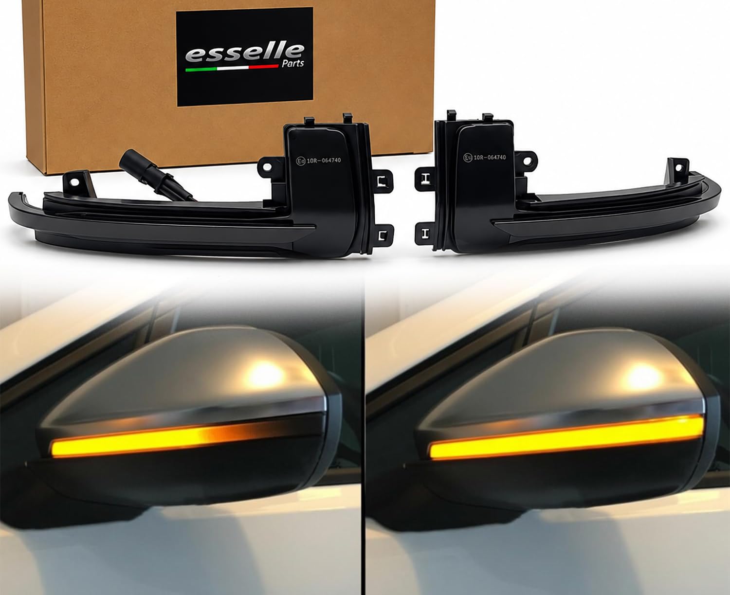 Coppia Frecce LED Dinamiche per Specchietti per Audi A3 8P Dal 06/2009 In Poi, A4 B8 dal 06/2009 in poi, A5 8T dal 06/2009 in poi, Indicatori Laterali Sequenziali CANBUS Plug & Play | Nero Fumé