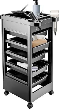 Salon Trolley Cart with 5 Drawers, 31.9 Beauty Spa Styling Station Trolley with Multi-Grid Tray & Dye Bowl, Rolling Salon Cart,for Hair Stylist, Hairdresser, Nail Artist, Pet Shop, Beauty Salons