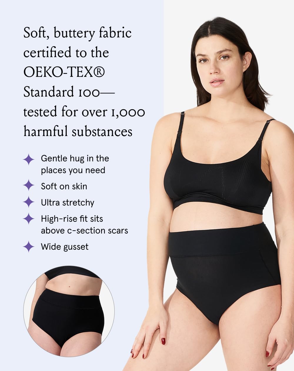 Bodily The All-In Panty, ropa interior para maternidad, posparto y cesárea, cintura alta, suave, elástica para el embarazo, paquete de 3, Negro, XXXL