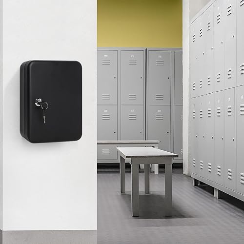 Miniatura 2 de Kasten Soporte de pared para gabinete de llaves con 24 ganchos para llaves, caja de almacenamiento de llaves de acero con bloqueo, 9.84 x 7.87 x