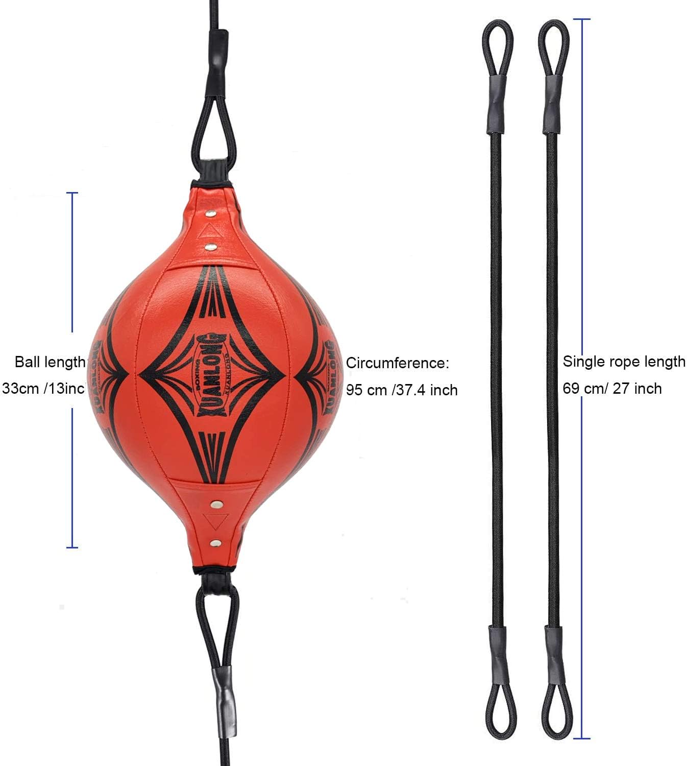 XUANLONG Double end Bag Boxing Speed Dodge Ball PU Leather Boxing Ball MMA Sports Punch Bag Workout Home Gym Exercise Agility Training Decompression Vent with Ceiling Rope and Pump(Upgraded)