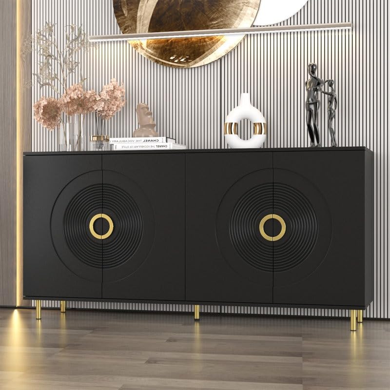 Heera Moti Boom Box Sideboard MDF with Handwoven Cane Shutters, Bar Cabinet Soft-Close Hinges (Small)-image-16
