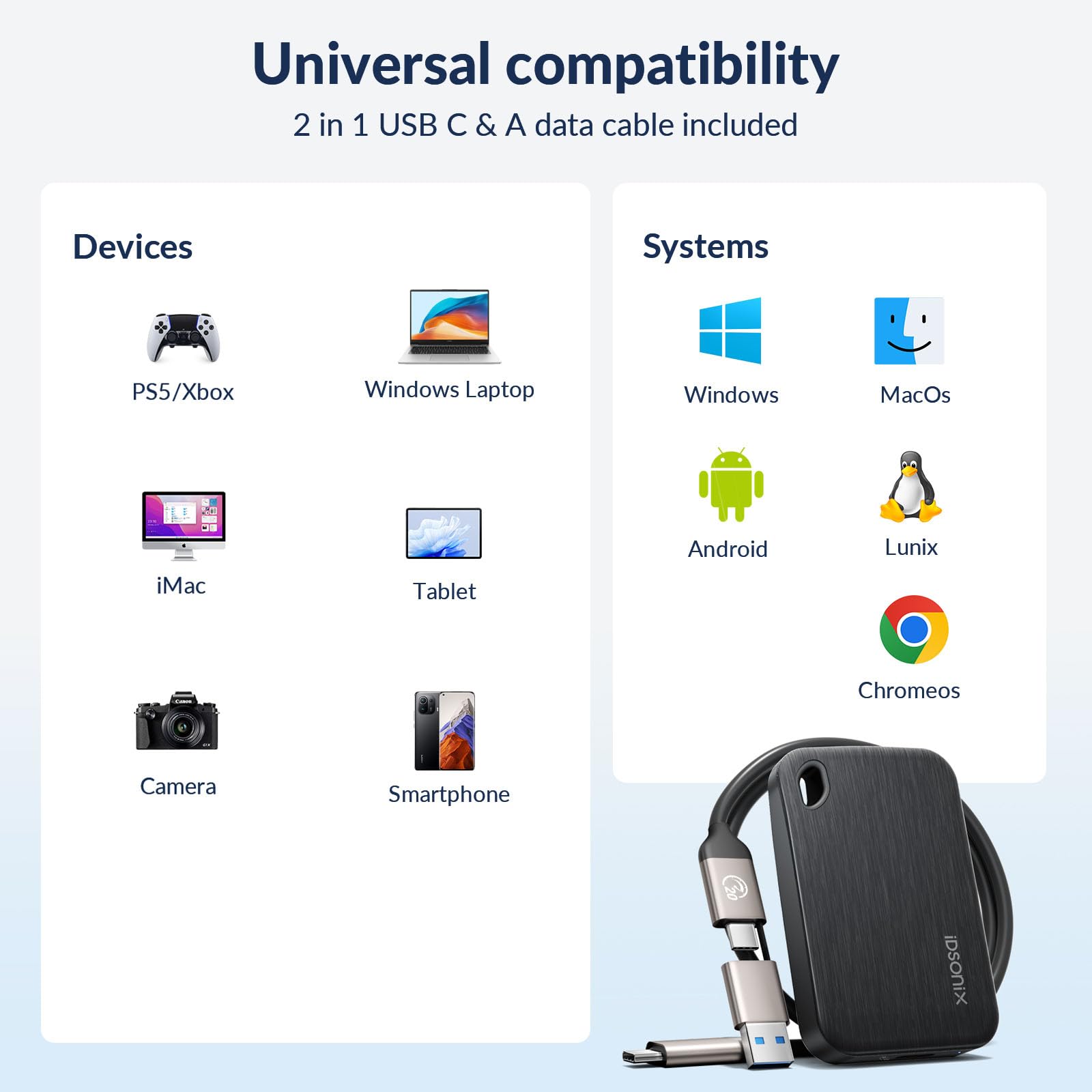外付けハードディスク・ドライブ IDSONIX Amazon | iDsonix 512GB 外付けSSD ポータブルハードドライブ USB 3.2