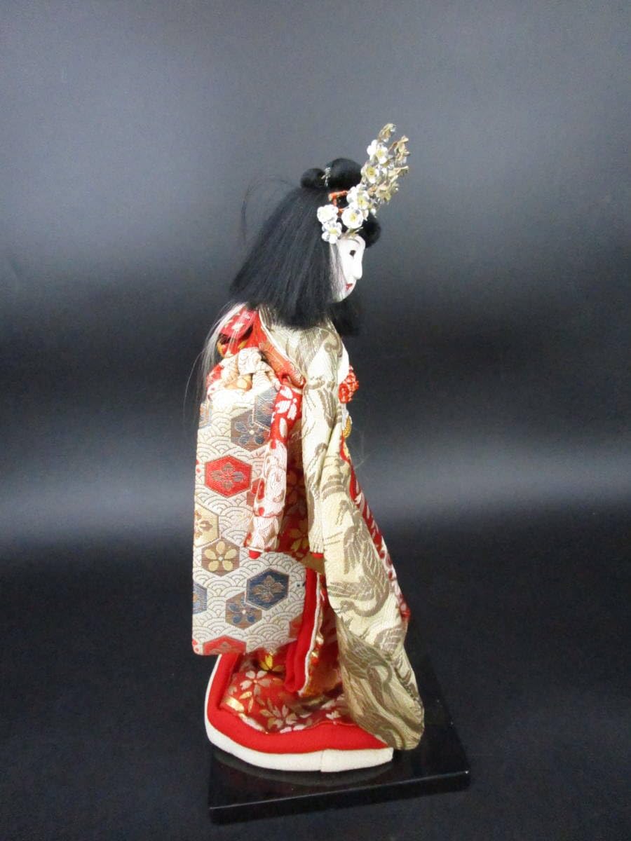 Amazon | 兜引き 日本人形 振袖 34cm 豪華な朱色 花柄着物 日本女性