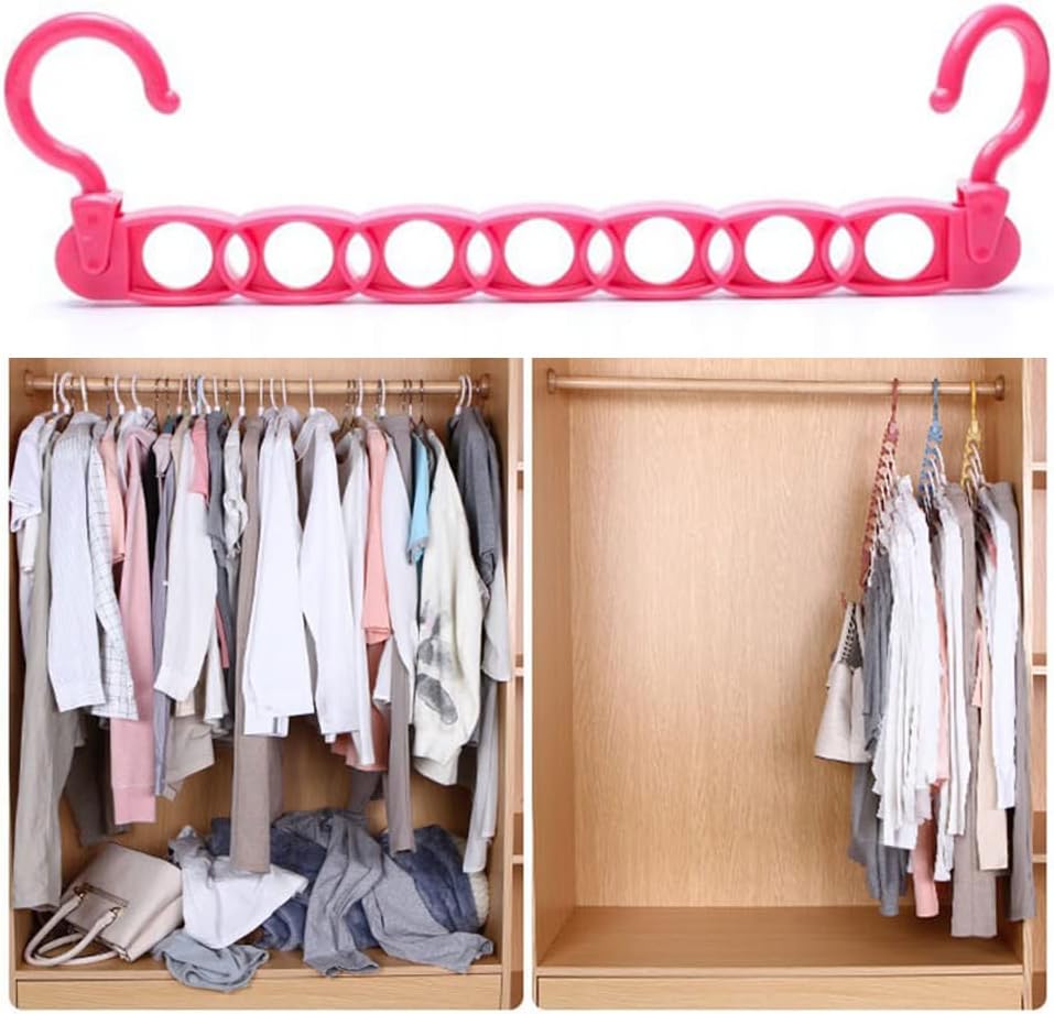 1Pc Multi Hole Space Saving Magic Cascading Hanger for Clutter Free Wardrobe Closet Almirah Cupboard Organizing (Random Colours)