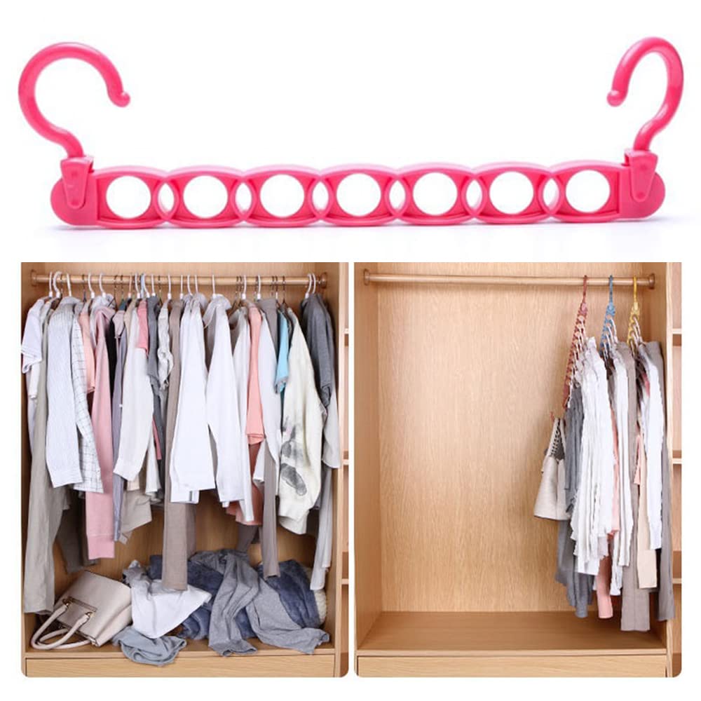 SpiderJuice 1Pc Multi Hole Space Saving Magic Cascading Hanger for Clutter Free Wardrobe Closet Almirah Cupboard Organizing (Random Colours)