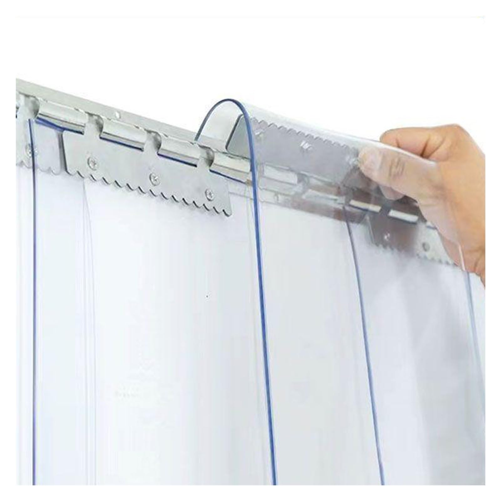 Rideau À Lanières Transparentes en PVC 1,5mm/0,6" Rideaux de Porte Imperméables et Coupe-Vent Vinyle pour Garage, Cloisonnement, Local Animaux(W0.75xH2.1m)