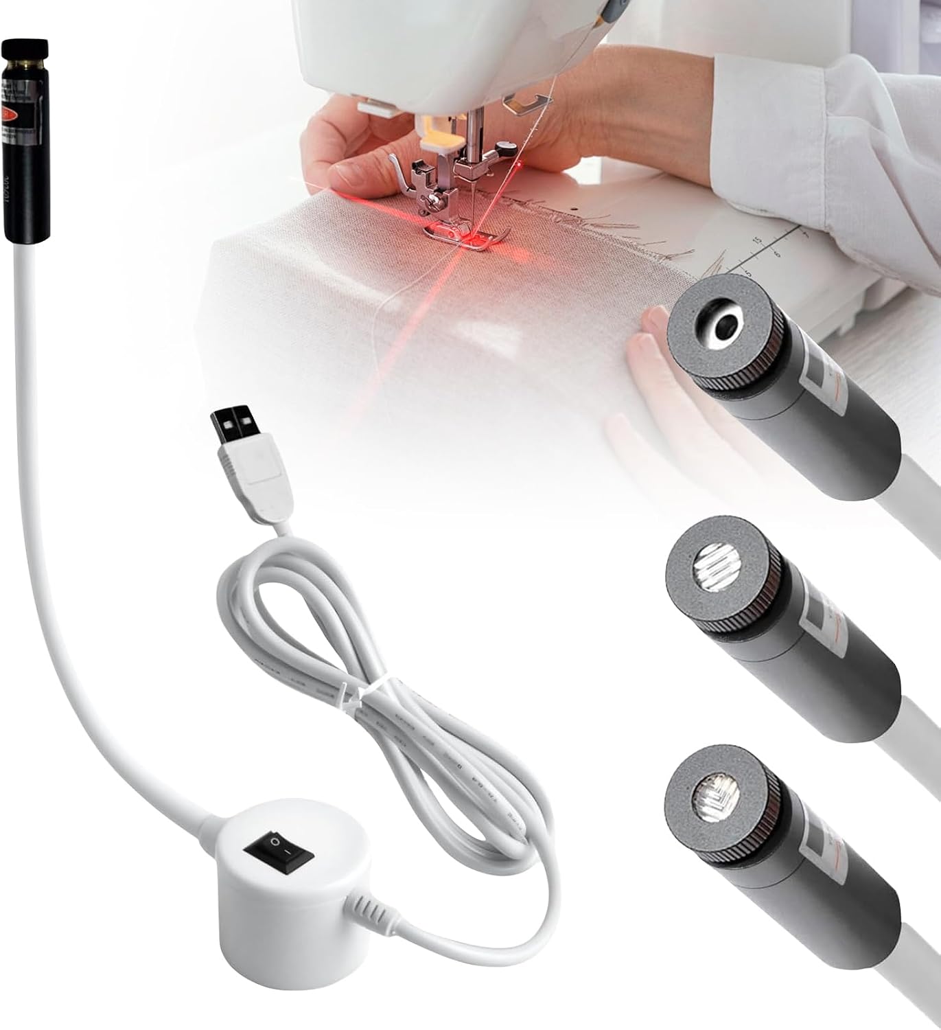 Magnetic Positioning Quilting Light with Crosshair,3-in-1 Magnetic Seam Guide,Sewing Light Guide for Straight Stitching, for Quilting, Miter Saw & Heat Press