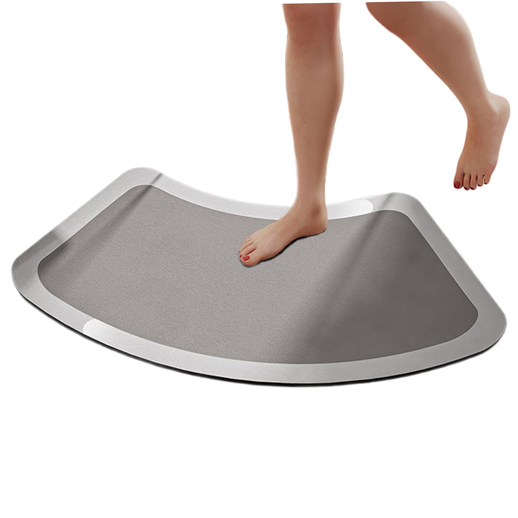 Diatomite Stone Bath Mat, 18x35 inch Absorbent Quick Dry Curved Bath Mat, Non Slip Curved Shower Rug for Bathroom