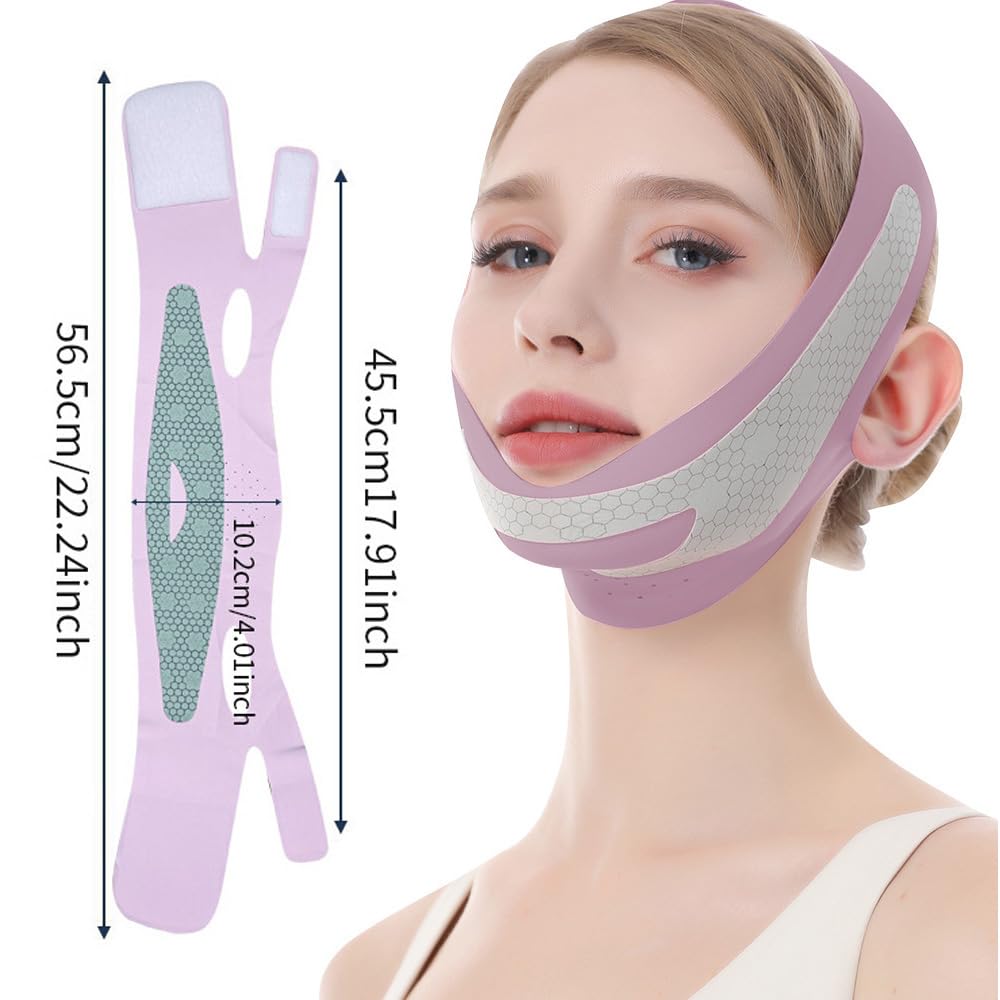 Doppio Mento,Maschera Viso,Medicube Mask Fascia Donna,Bendaggio Traspirante per Il Viso a V, Della Sollevamento e Rafforzamento, Riparazione del Doppio Mento, Muscoli Masseteri (Viola)