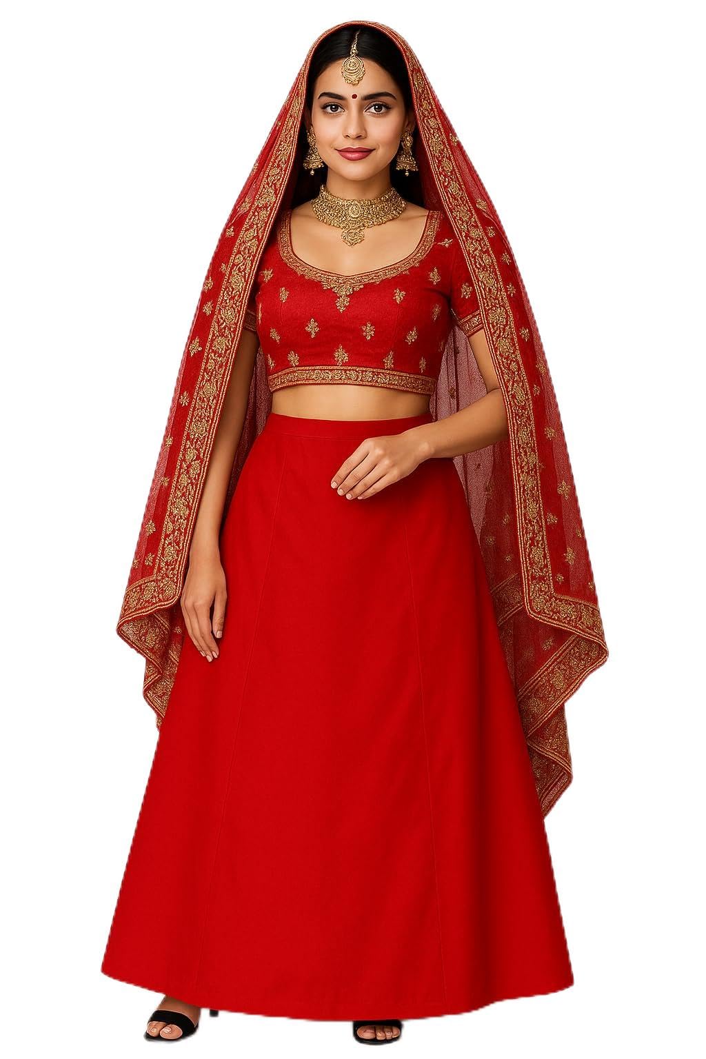 Traditional Red Cotton Bridal Petticoat, Premium A-Line Flare Design for Wedding Lehenga and Saree, Breathable Comfort Wear for Wedding Functions-picture-38