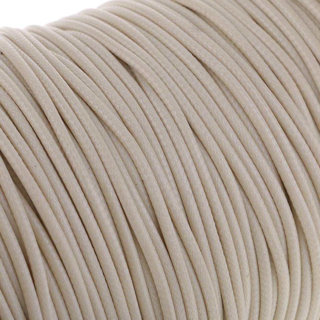 Juego de 3 hilos de algodón encerado de 80 m y 2 mm para bisutería, color beige
