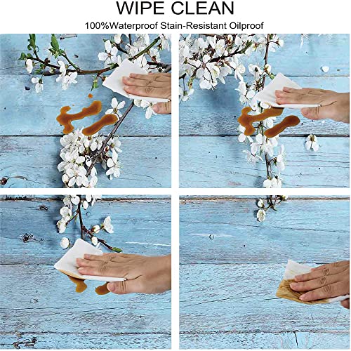 Rustic Round Table Cloth, Branch Blooming Warm Season Flowers On Wooden Fragility Of Spring, Coffee Table Tablecloth Suitable For Living Room, Bedroom, Small Space, Fits 20" Round Table Light Blue #TOP4