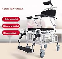 Vista 2 de Nurth - Silla reclinable inclinable en el espacio para ducha/inodoro con asiento acolchado, respaldo, reposabrazos. Silla multifunción Care 4 en 1