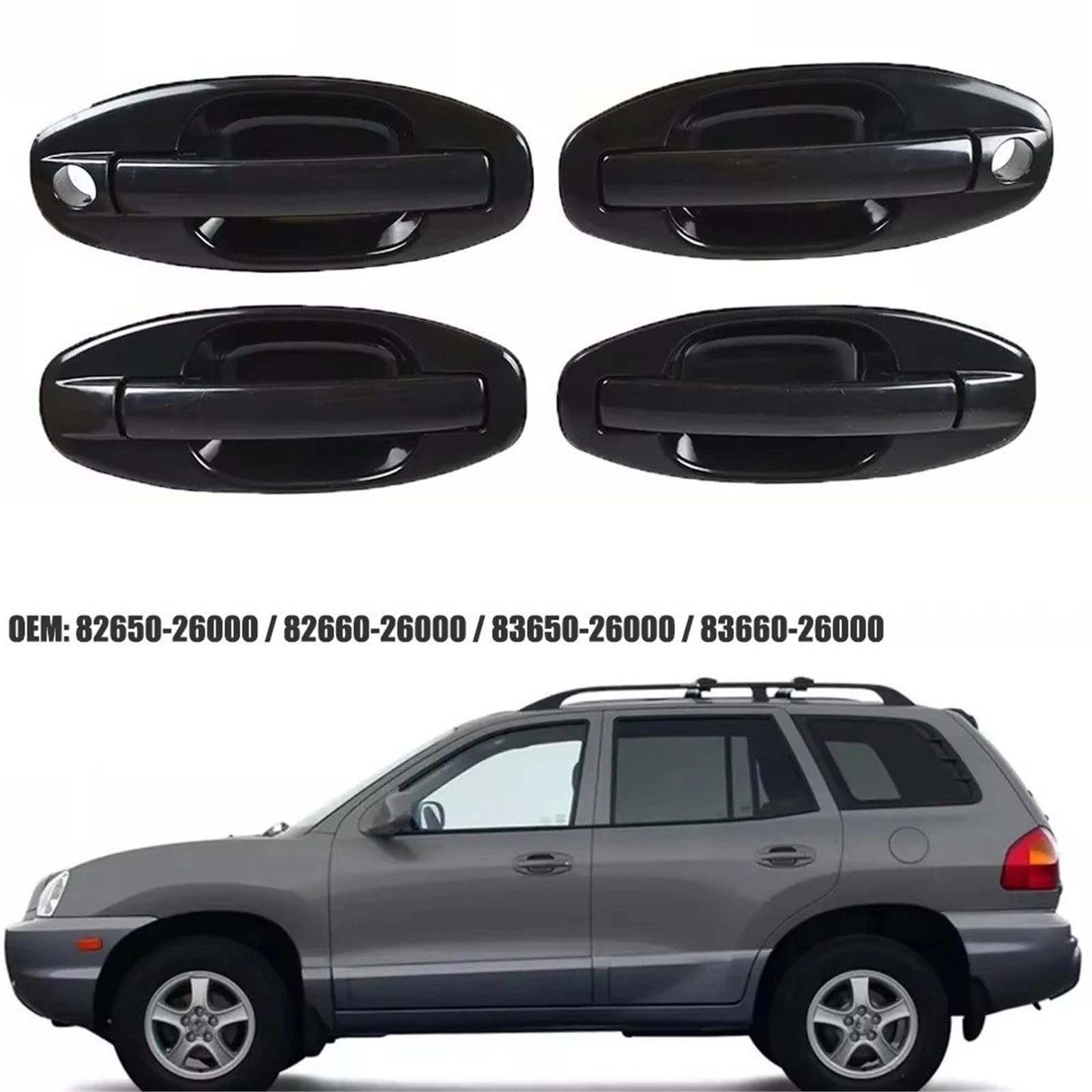 Heckklappengriff Kofferraum Für Hyundai Für Santa Fe 2001-2006, Vorne, Hinten, Links, Rechts, Außen, Türgriff 82650-26000 82660-26000 83650-26000 83660-26000